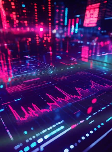 Digital trading interface with financial market charts, representing innovative online trading technology and global financial markets with INGOT.